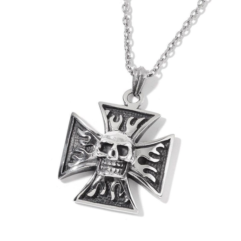 4 for $20 Cross Skull Pendant With Chain (24 in)
